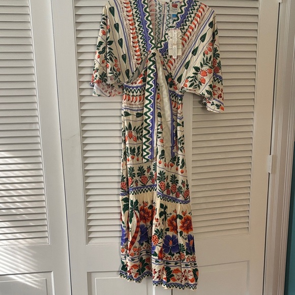 FARM Rio Dresses & Skirts - FARM Rio Cream Maxi Dress with Green, Orange & Blue Floral Print